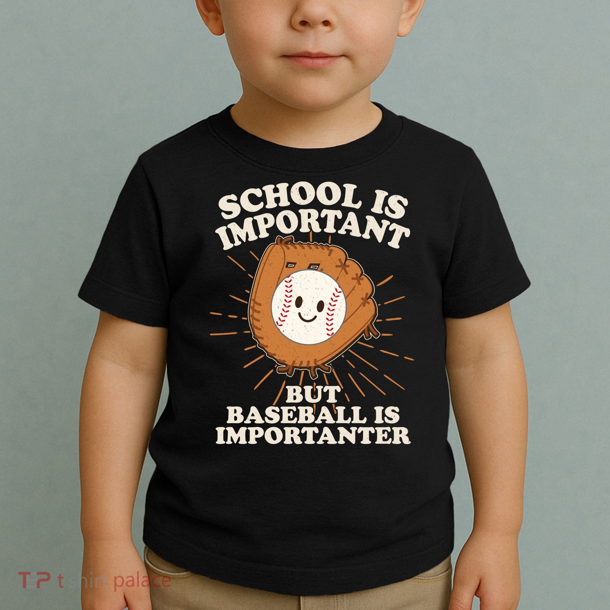 Funny Cute School Is Important But Baseball Is Importanter Toddler T-Shirt
