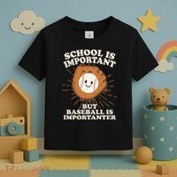 Funny Cute School Is Important But Baseball Is Importanter Toddler T-Shirt thumb 3
