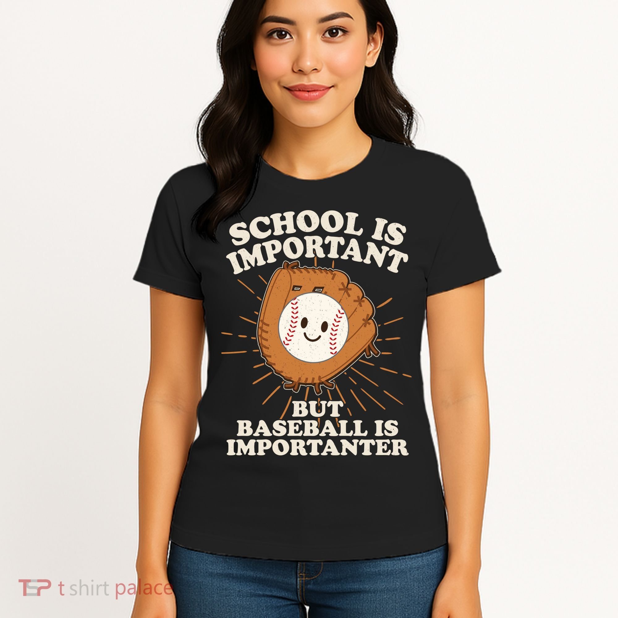 Funny Cute School Is Important But Baseball Is Importanter Women's T-Shirt