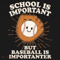 Funny Cute School Is Important But Baseball Is Importanter Kids Sweatshirt thumb 2