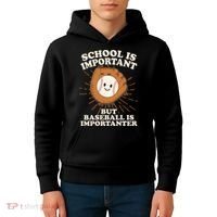 Funny Cute School Is Important But Baseball Is Importanter Kids Hoodie thumb 4