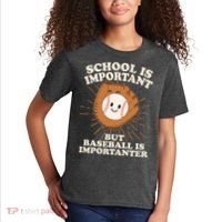 Funny Cute School Is Important But Baseball Is Importanter Kids T-Shirt thumb 2