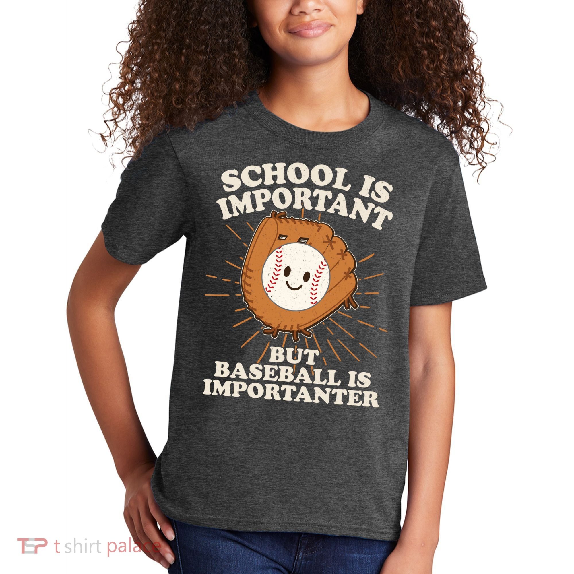 Funny Cute School Is Important But Baseball Is Importanter Kids T-Shirt