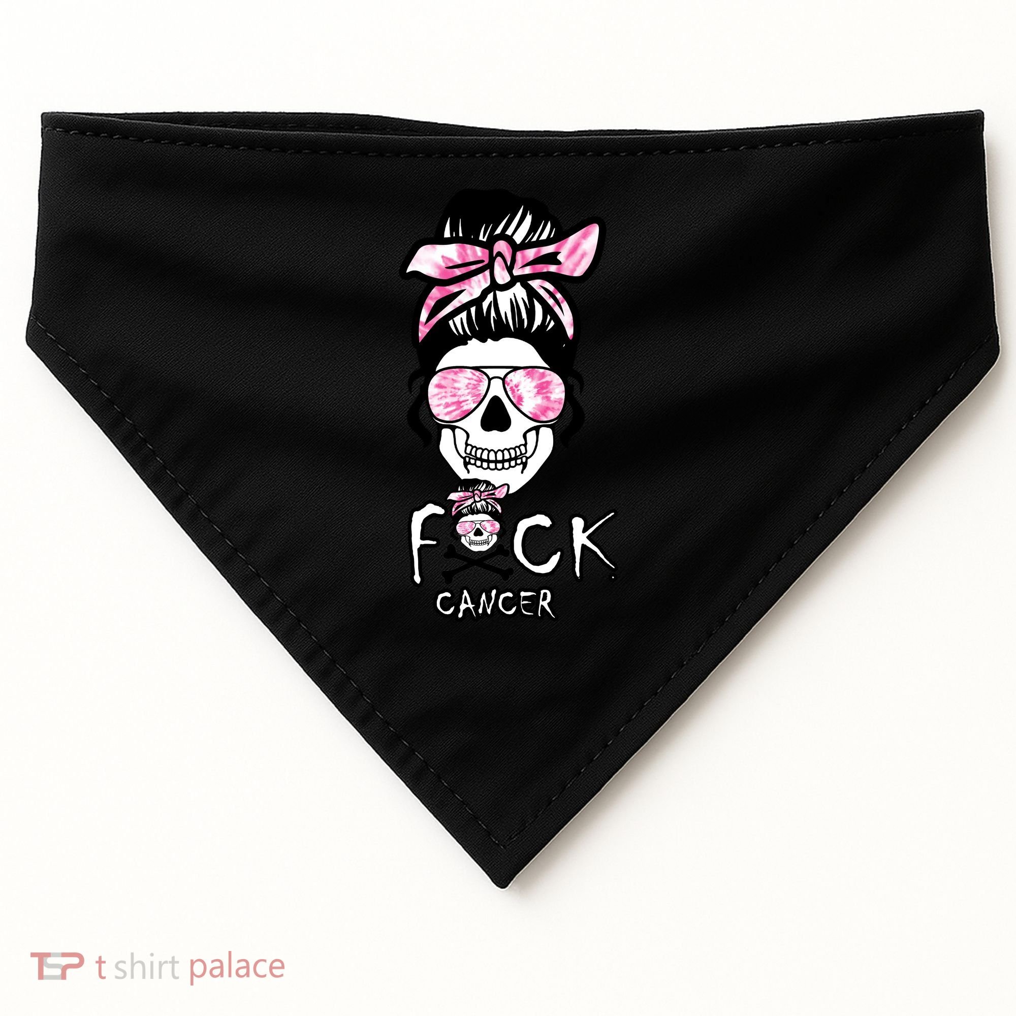 FCK Cancer Skeleton Skull Pink USA-Made Doggie Bandana
