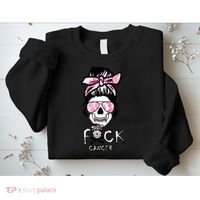 FCK Cancer Skeleton Skull Pink Sweatshirt thumb 2