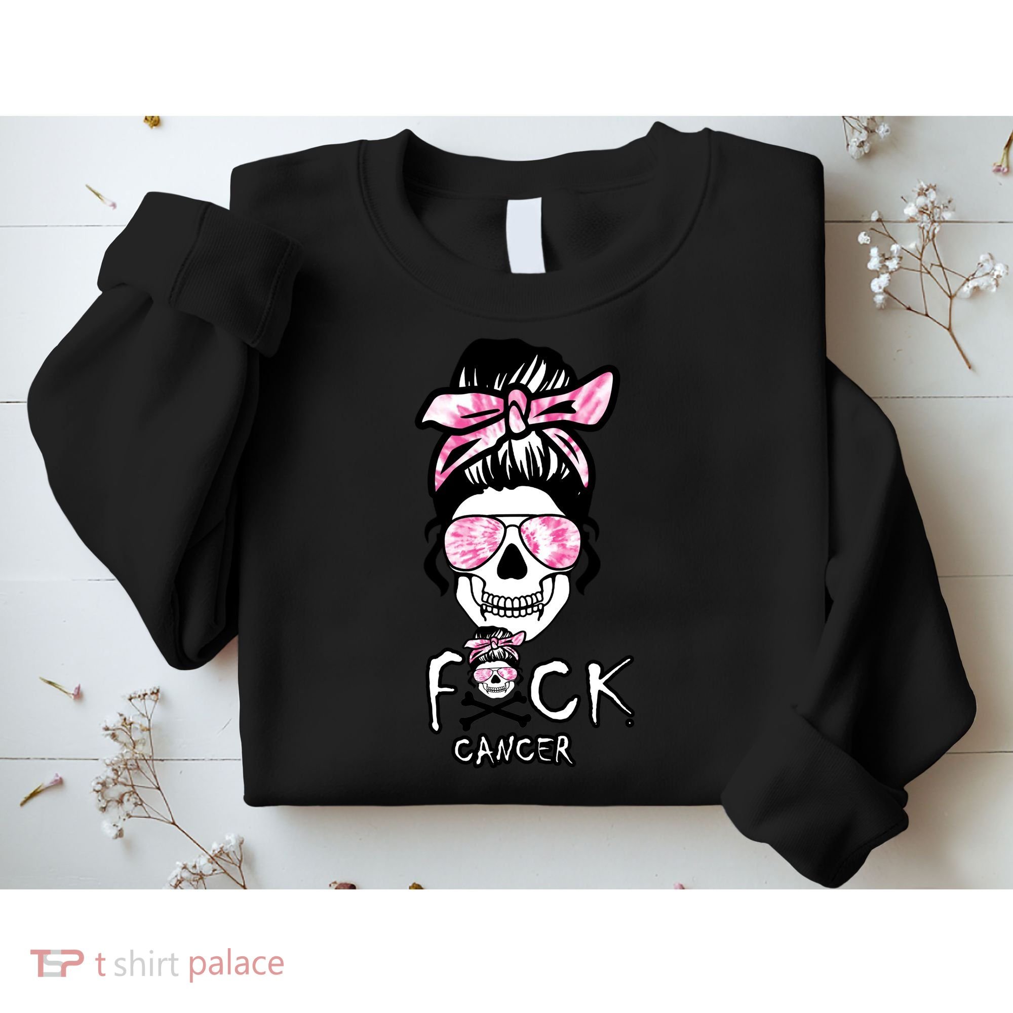 FCK Cancer Skeleton Skull Pink Sweatshirt