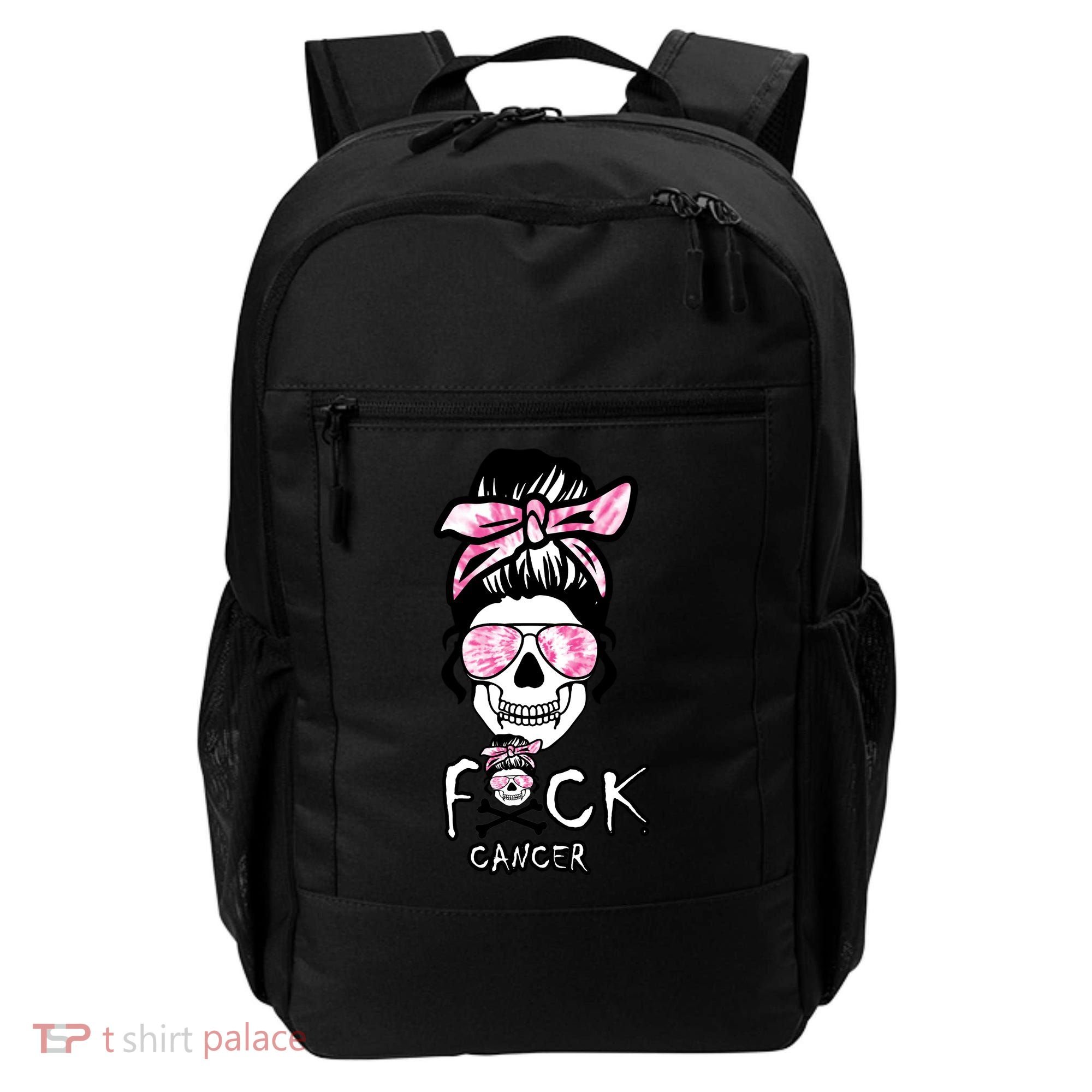 FCK Cancer Skeleton Skull Pink Backpack