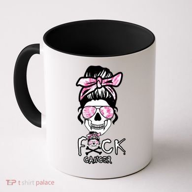 FCK Cancer Skeleton Skull Pink Coffee Mug
