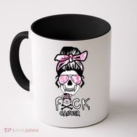 FCK Cancer Skeleton Skull Pink Coffee Mug thumb 0