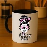 FCK Cancer Skeleton Skull Pink Coffee Mug thumb 4