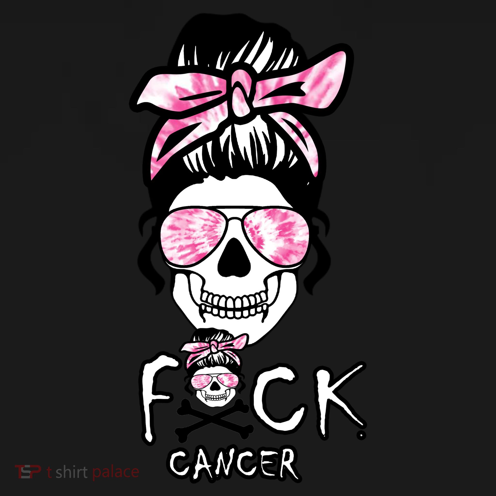 FCK Cancer Skeleton Skull Pink Polo