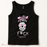 FCK Cancer Skeleton Skull Pink Tank Top thumb 2