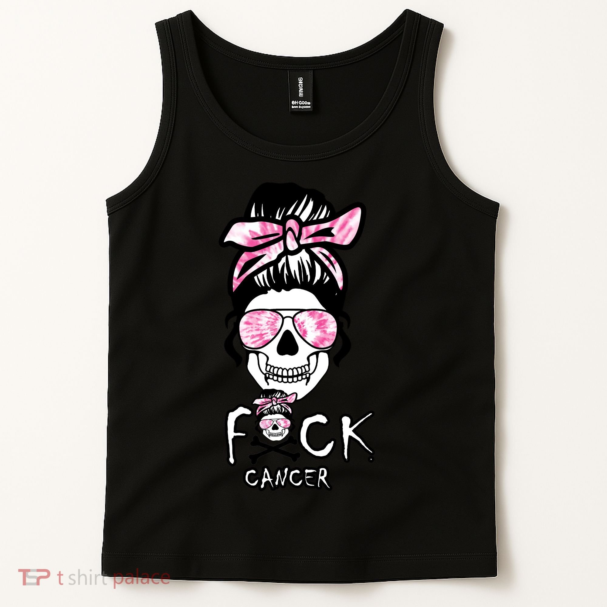 FCK Cancer Skeleton Skull Pink Tank Top