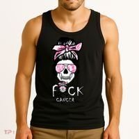 FCK Cancer Skeleton Skull Pink Tank Top thumb 3