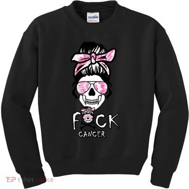 FCK Cancer Skeleton Skull Pink Kids Sweatshirt