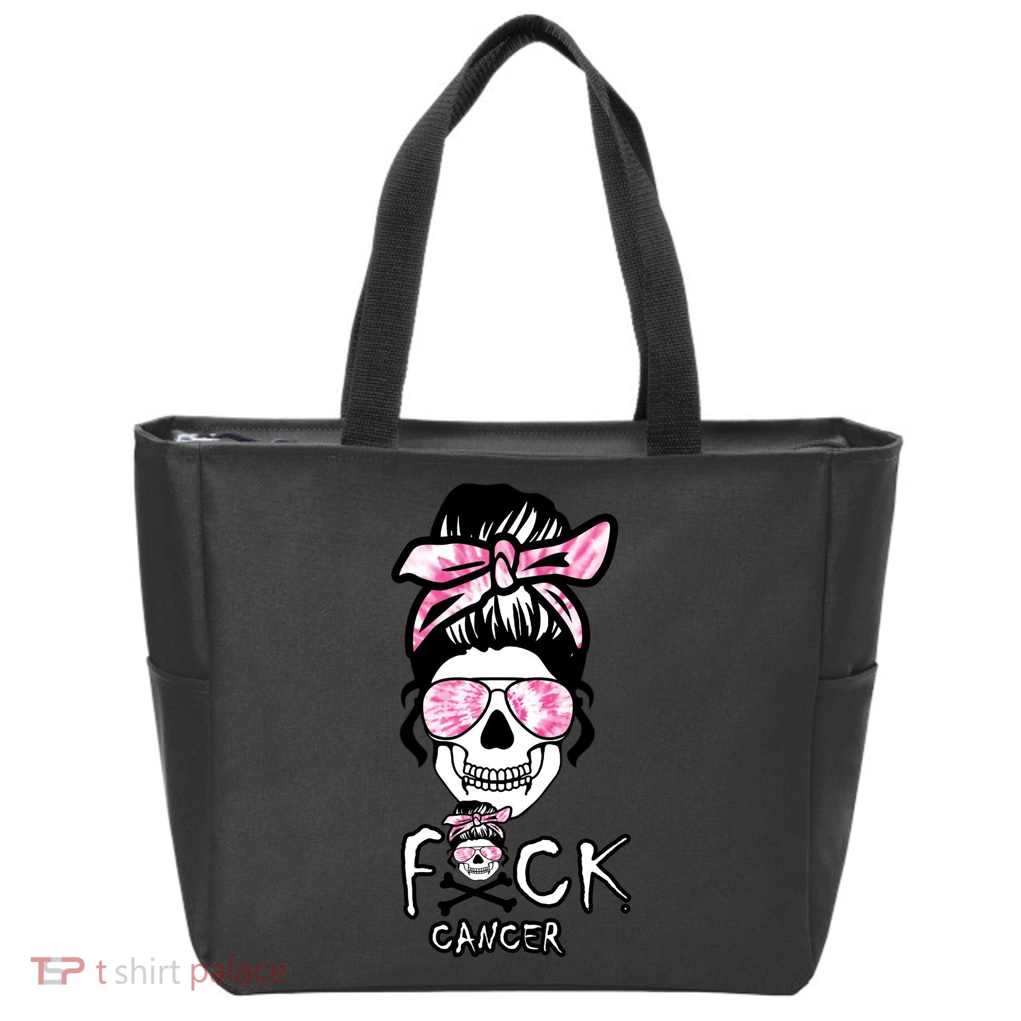 FCK Cancer Skeleton Skull Pink Tote Bag