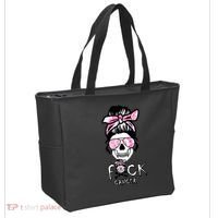 FCK Cancer Skeleton Skull Pink Tote Bag thumb 2