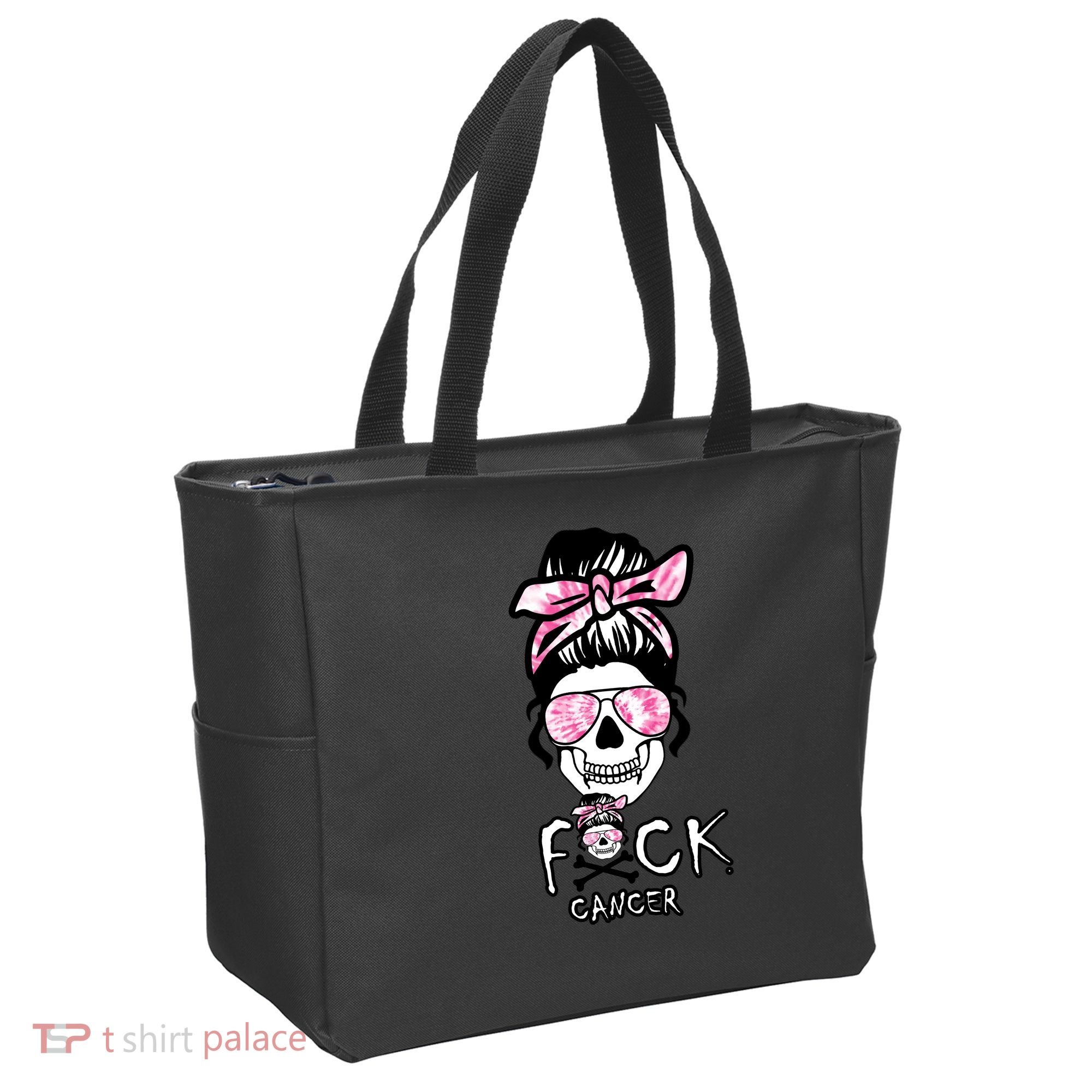 FCK Cancer Skeleton Skull Pink Tote Bag