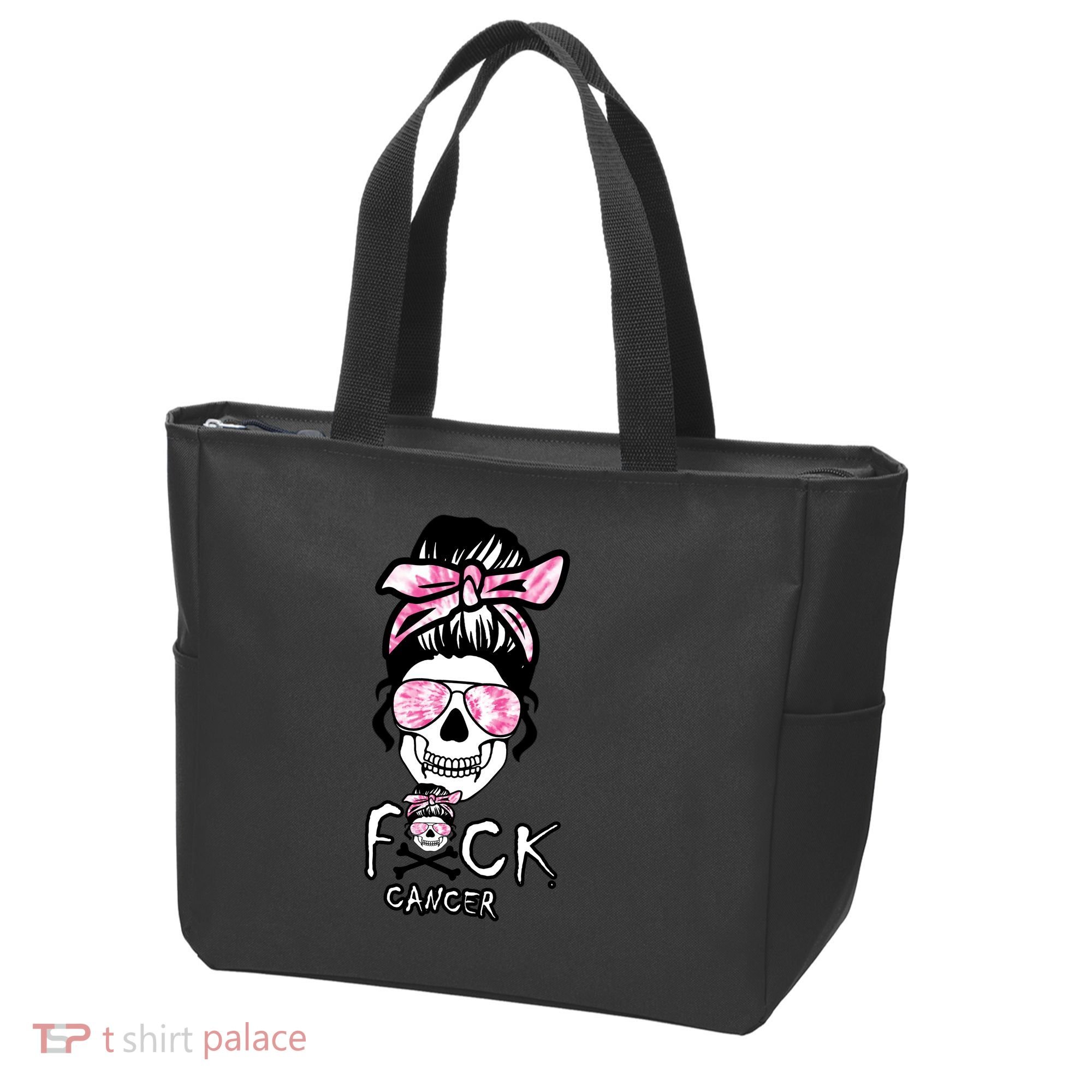 FCK Cancer Skeleton Skull Pink Tote Bag