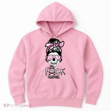 FCK Cancer Skeleton Skull Pink Hoodie