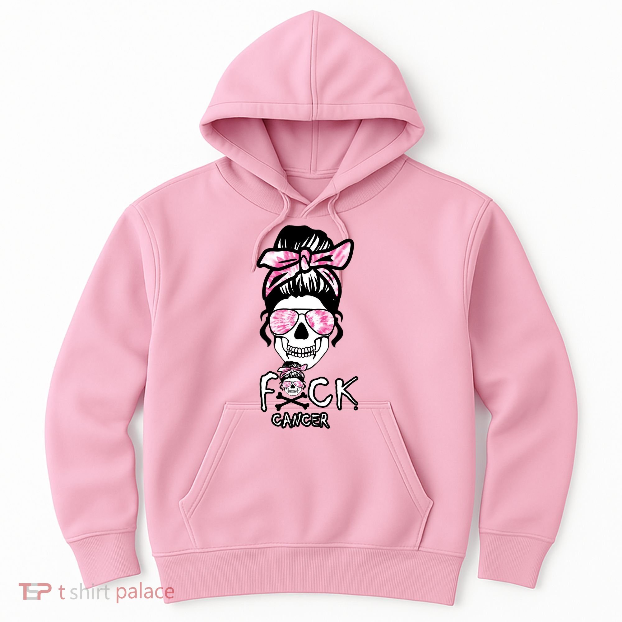FCK Cancer Skeleton Skull Pink Hoodie