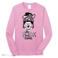 FCK Cancer Skeleton Skull Pink Long Sleeve Shirt thumb 0