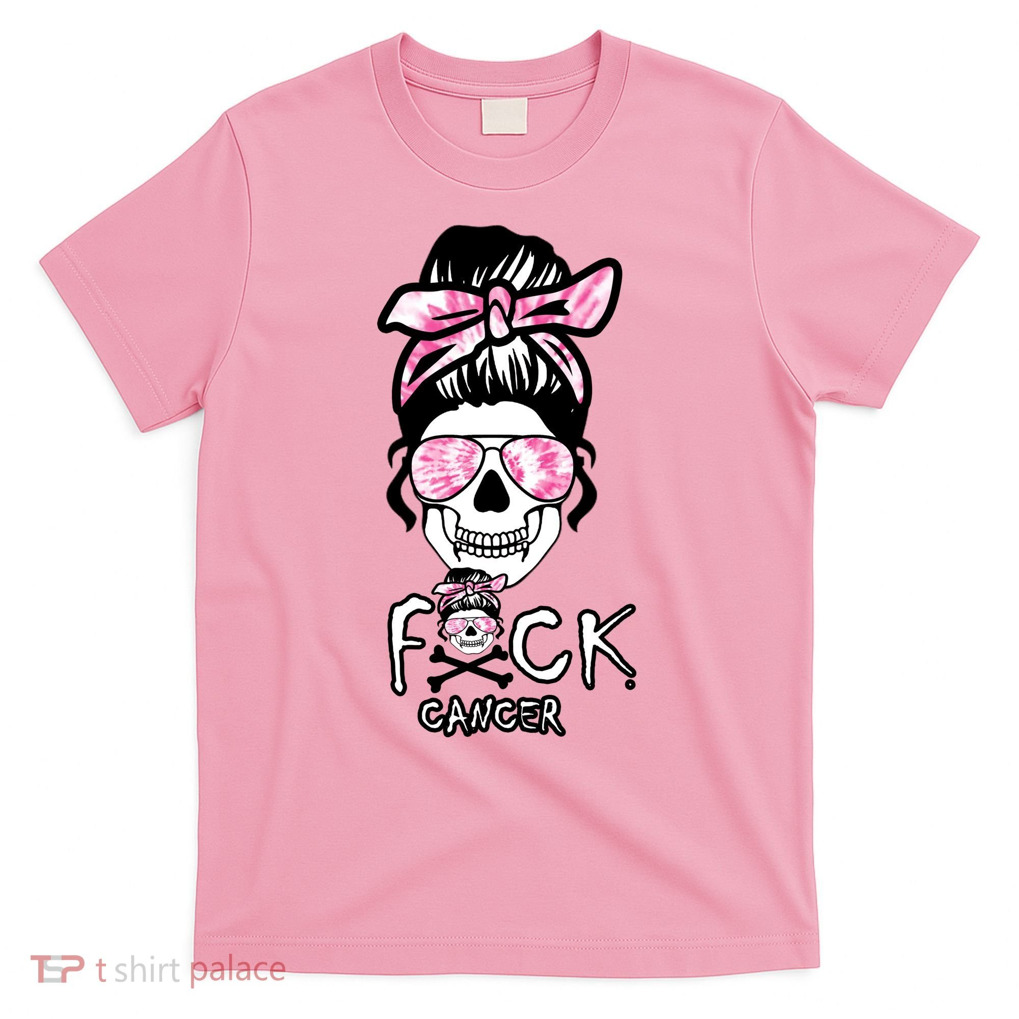 FCK Cancer Skeleton Skull Pink T-Shirt