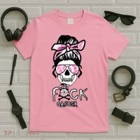 FCK Cancer Skeleton Skull Pink T-Shirt thumb 5
