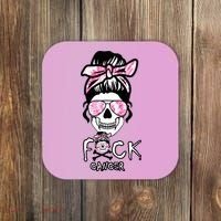FCK Cancer Skeleton Skull Pink Coaster thumb 0