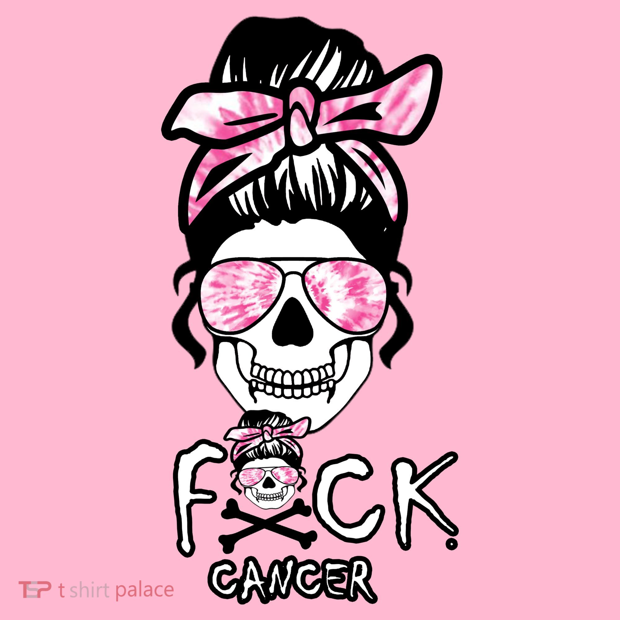 FCK Cancer Skeleton Skull Pink Coaster