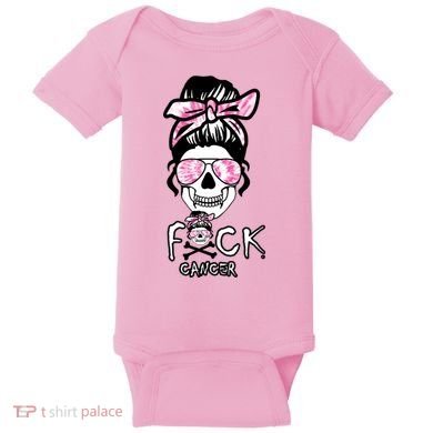 FCK Cancer Skeleton Skull Pink Baby Bodysuit