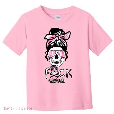 FCK Cancer Skeleton Skull Pink Toddler T-Shirt