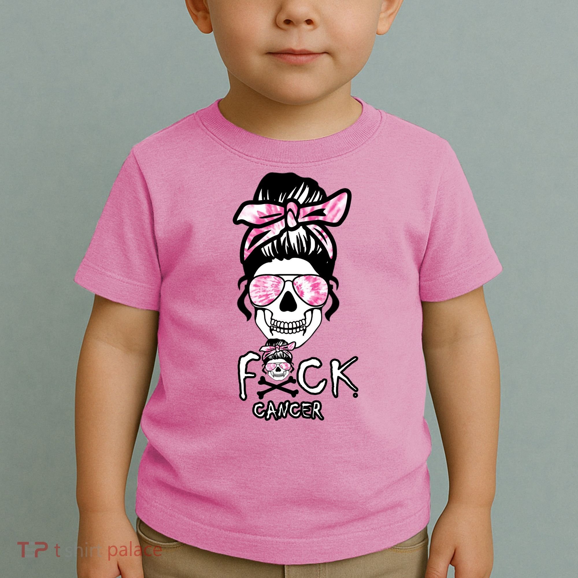 FCK Cancer Skeleton Skull Pink Toddler T-Shirt