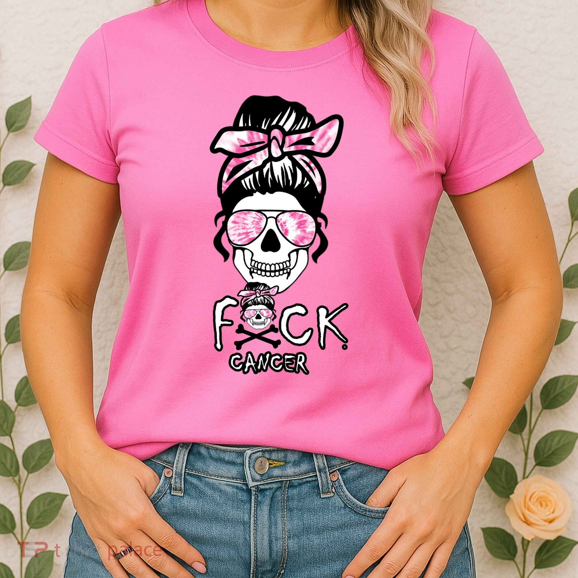 FCK Cancer Skeleton Skull Pink Women's T-Shirt