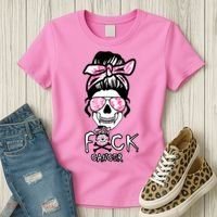 FCK Cancer Skeleton Skull Pink Women's T-Shirt thumb 3