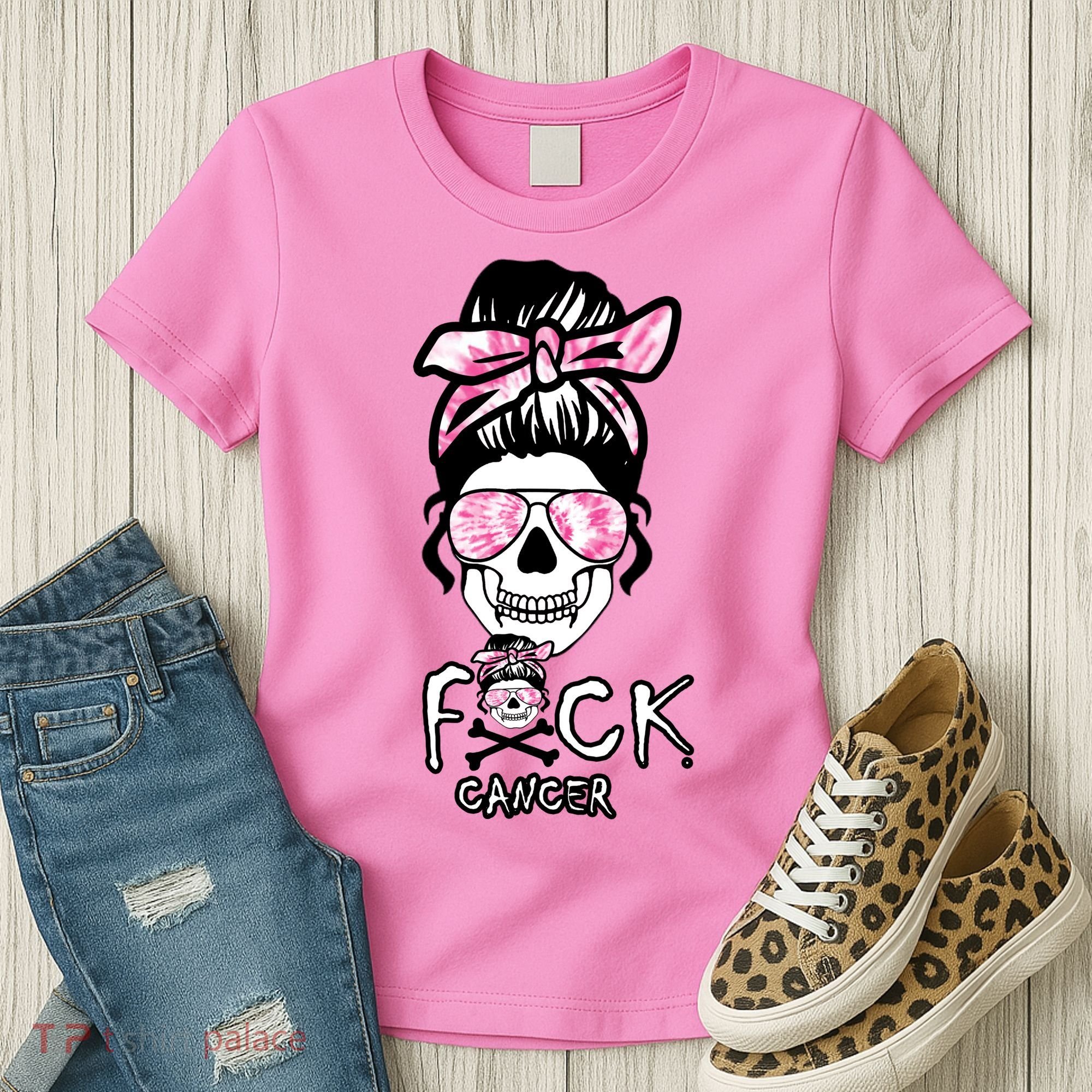FCK Cancer Skeleton Skull Pink Women's T-Shirt