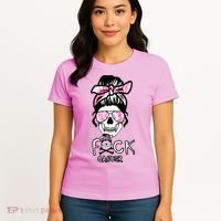 FCK Cancer Skeleton Skull Pink Women's T-Shirt thumb 4