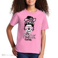 FCK Cancer Skeleton Skull Pink Kids T-Shirt thumb 2