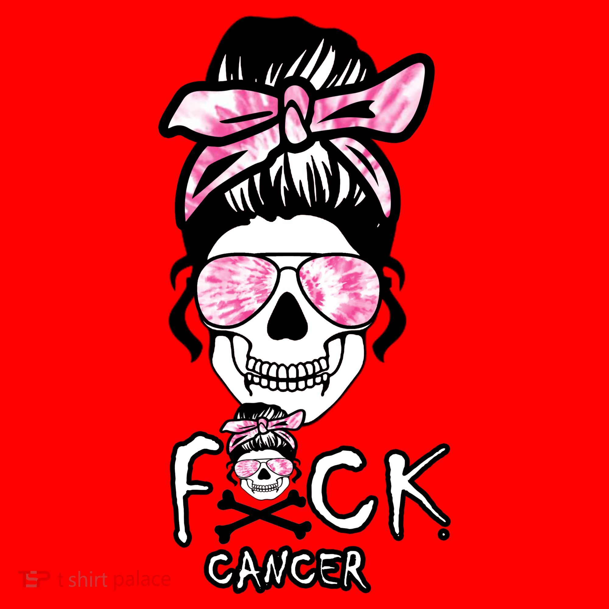 FCK Cancer Skeleton Skull Pink Santa Hat