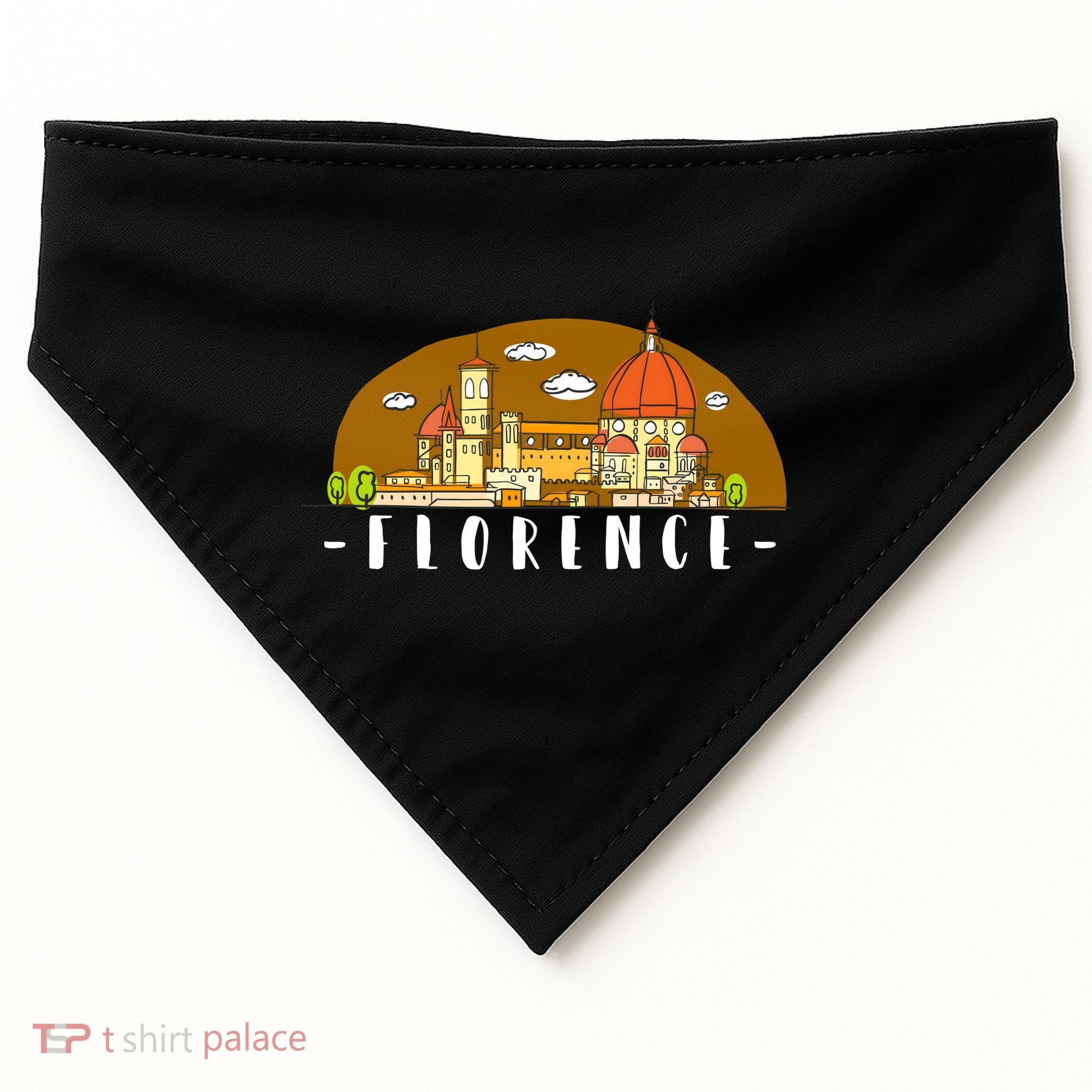 Florence Cartoon Style Illustration USA-Made Doggie Bandana