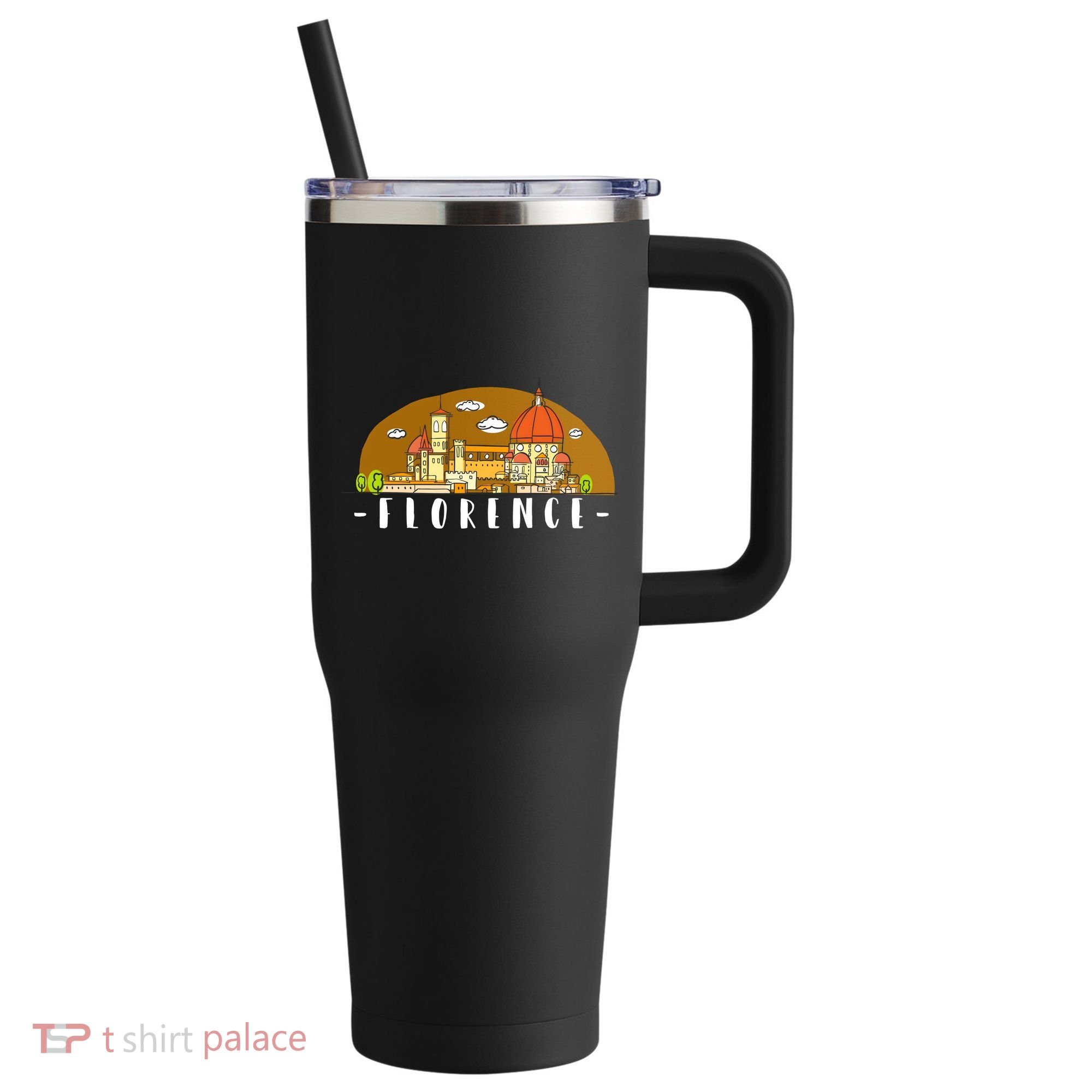 Florence Cartoon Style Illustration 40oz Vacuum Insulated Stainless Steel Travel Tumbler