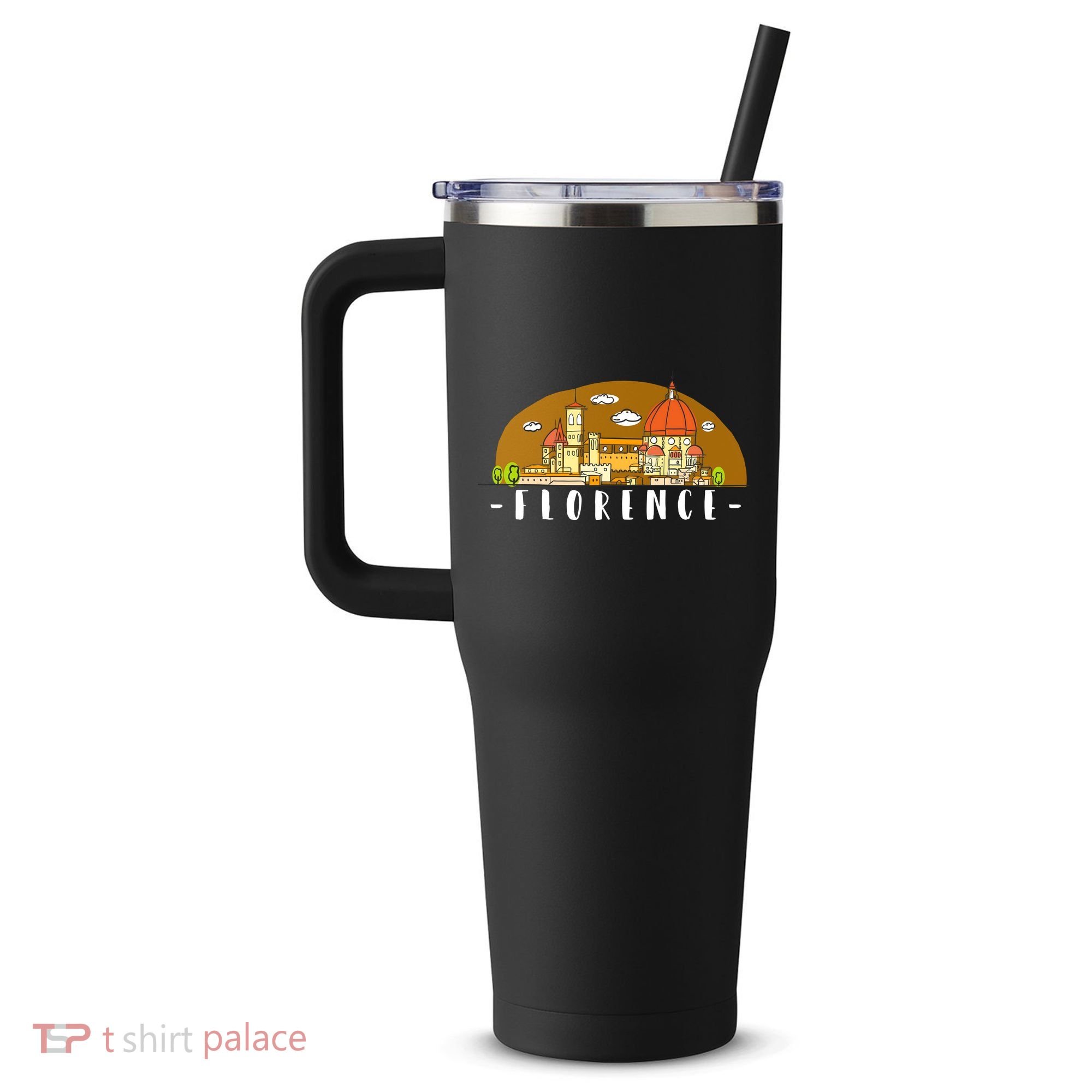 Florence Cartoon Style Illustration 40oz Vacuum Insulated Stainless Steel Travel Tumbler