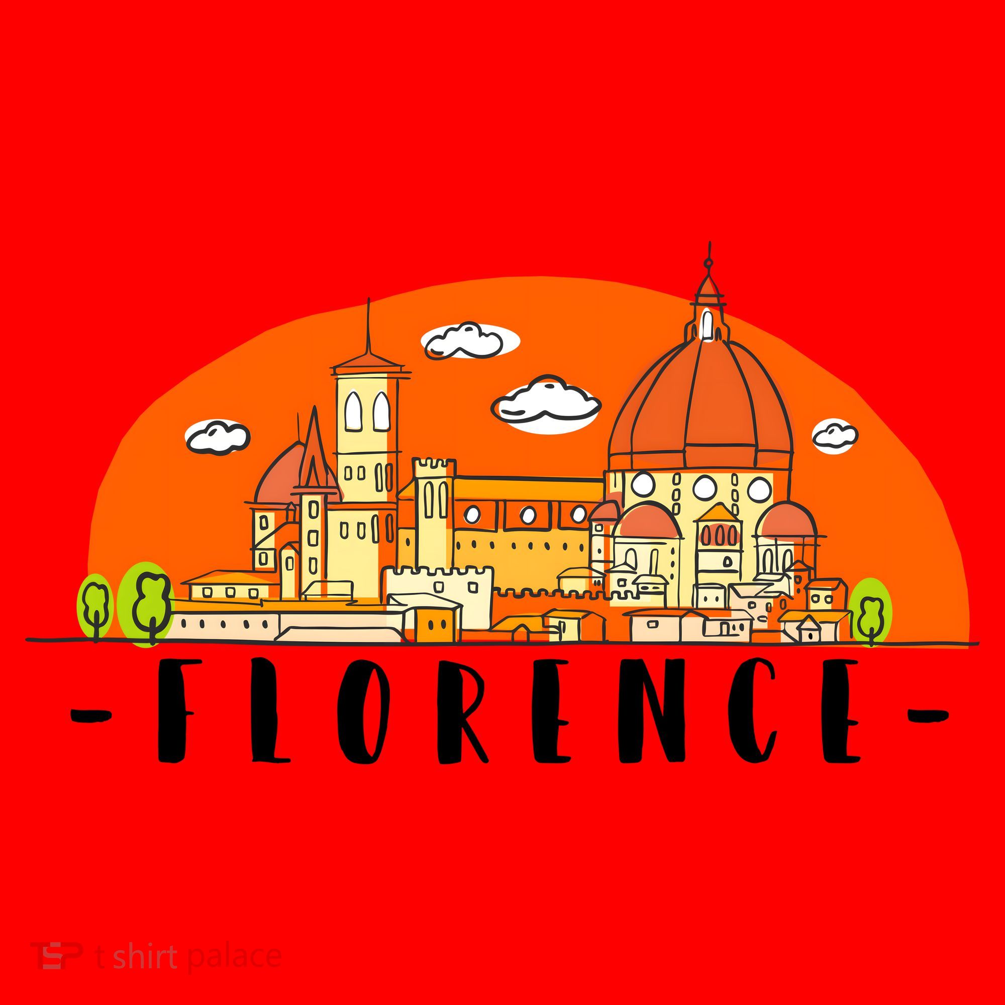 Florence Cartoon Style Illustration Santa Hat