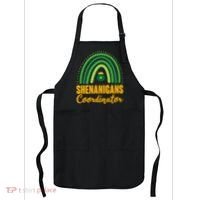Funny Cute Shenanigans Coordinator Lucky Green Rainbow Pot Of Gold Apron thumb 0