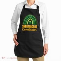 Funny Cute Shenanigans Coordinator Lucky Green Rainbow Pot Of Gold Apron thumb 2