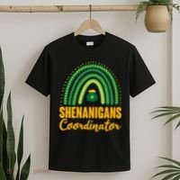 Funny Cute Shenanigans Coordinator Lucky Green Rainbow Pot Of Gold T-Shirt thumb 2