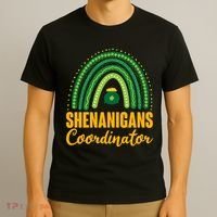 Funny Cute Shenanigans Coordinator Lucky Green Rainbow Pot Of Gold T-Shirt thumb 3