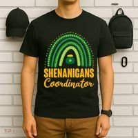 Funny Cute Shenanigans Coordinator Lucky Green Rainbow Pot Of Gold T-Shirt thumb 6