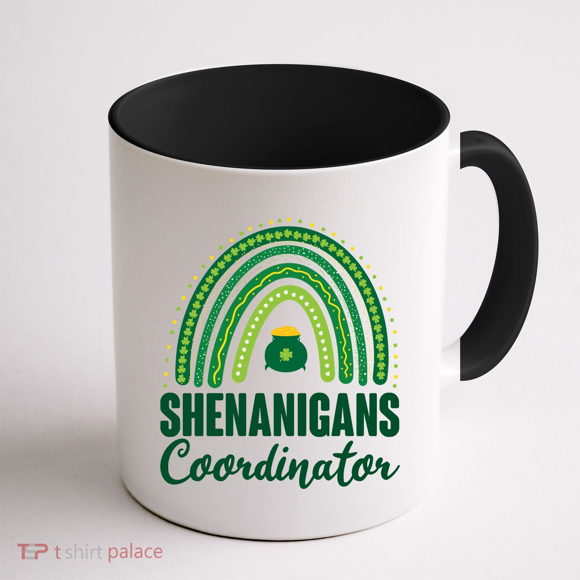 Funny Cute Shenanigans Coordinator Lucky Green Rainbow Pot Of Gold Coffee Mug