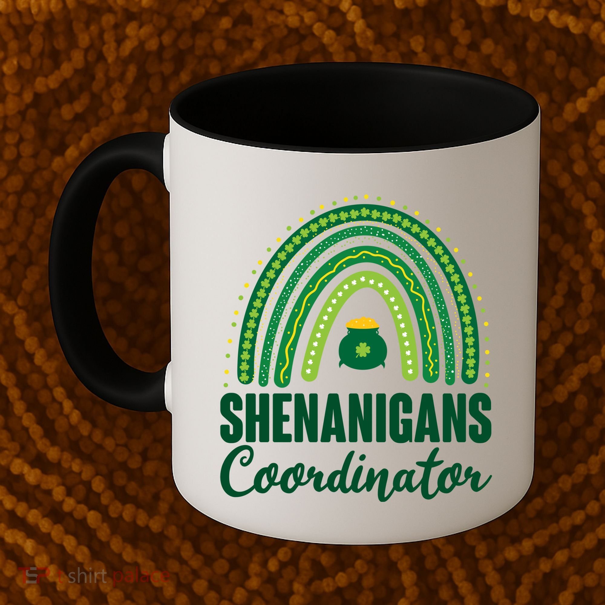 Funny Cute Shenanigans Coordinator Lucky Green Rainbow Pot Of Gold Coffee Mug